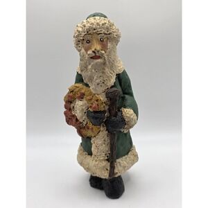 Vtg 1987 Old World Santa Claus Figurine 4.5" Signed JC Handcrafted Folk Art